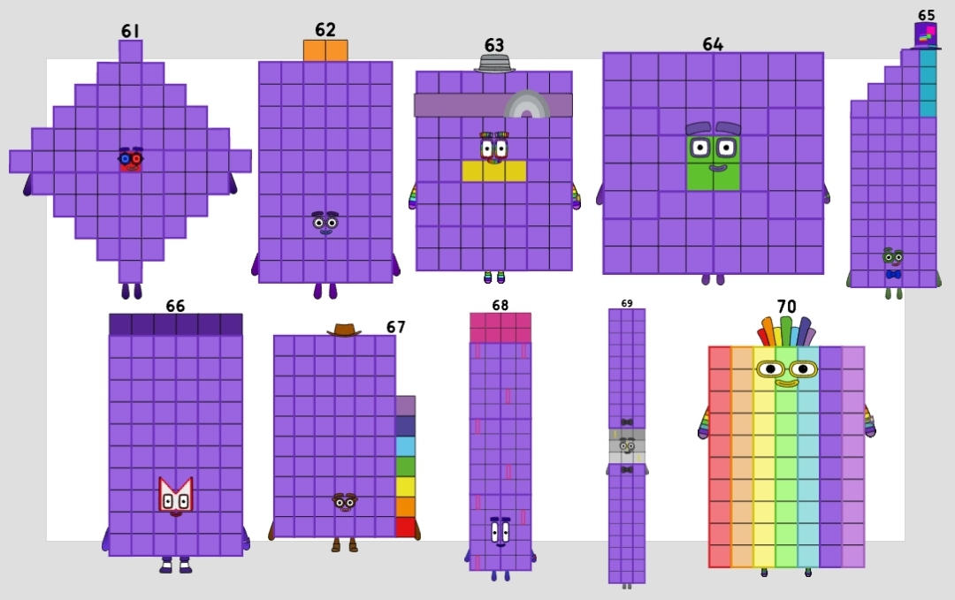 Numberblocks 61 to 70 by jeanpaulfelix on DeviantArt
