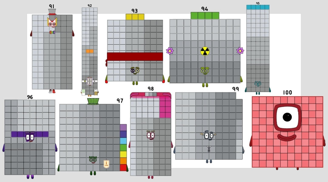 Numberblocks 91 to 100 by jeanpaulfelix on DeviantArt
