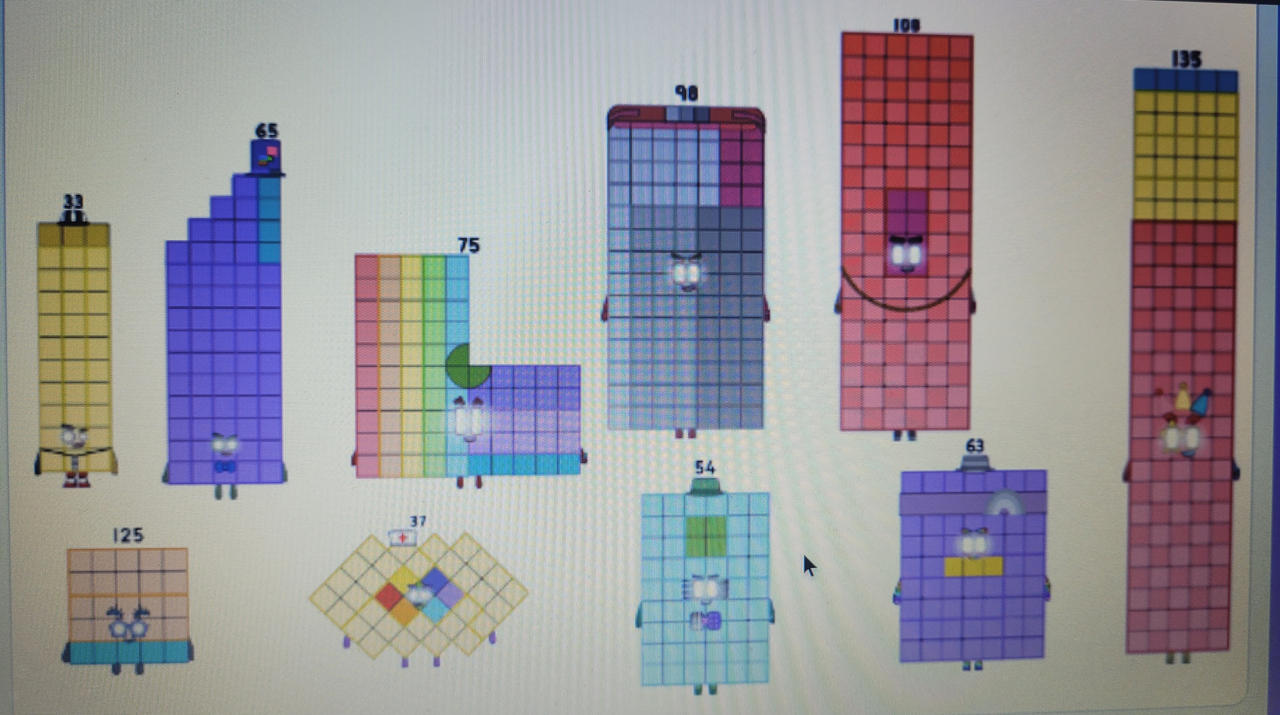 Numberblocks 33 37 54 63 65 75 98 108 125 135 by jeanpaulfelix on ...