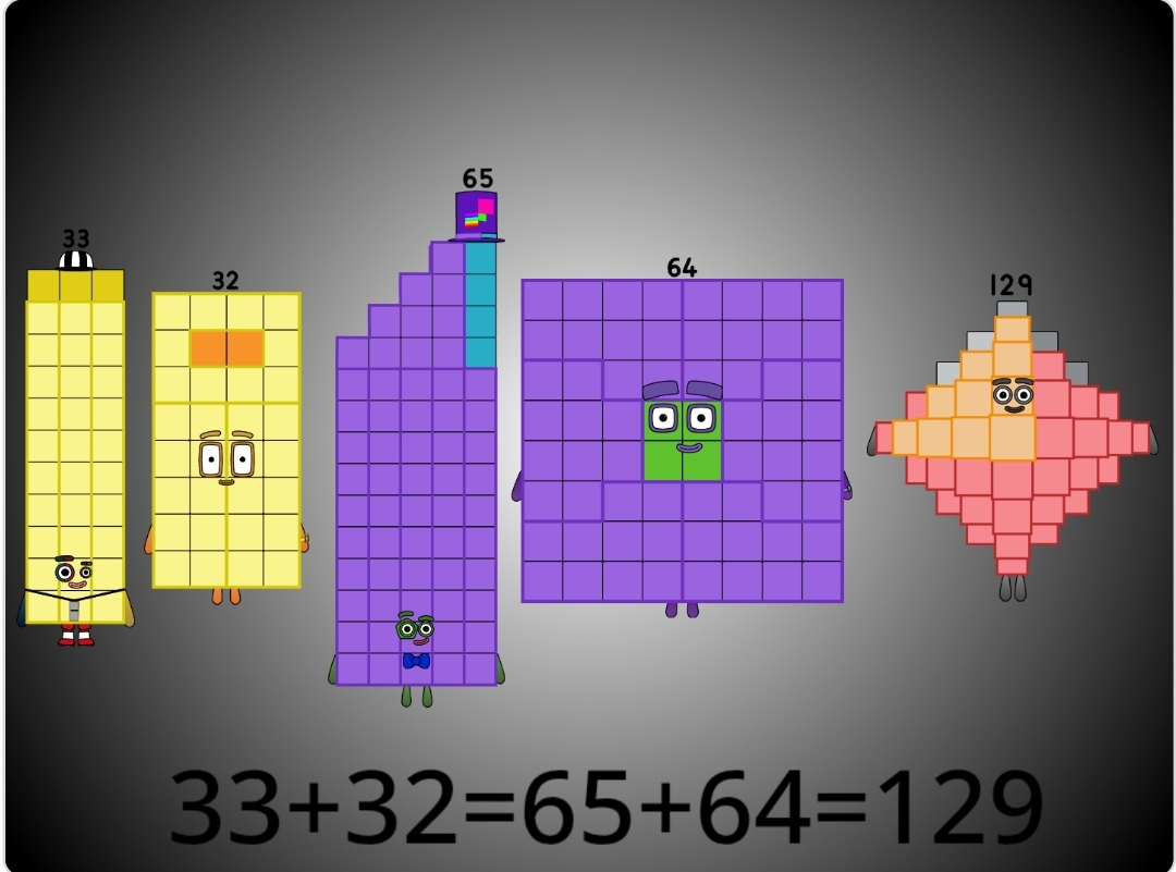 Numberblocks 33+32=65+64=129 by jeanpaulfelix on DeviantArt