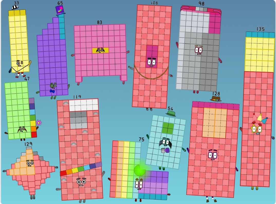 Numberblocks 33 to 135 fall down in sky 12 people by jeanpaulfelix on ...