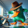 Dr. Doofenshmirtz vs a giant Perry the Platypus