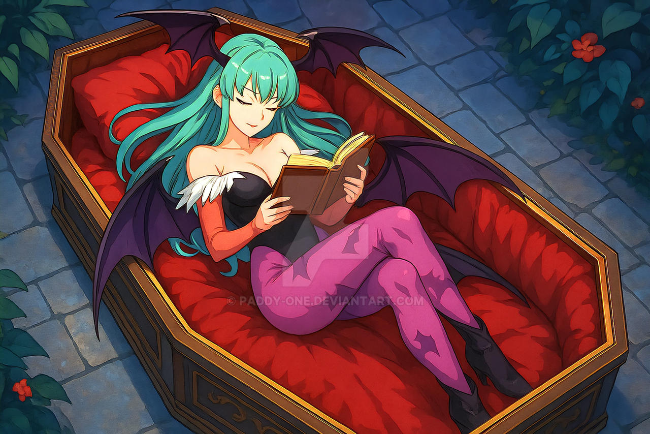 Coffin -- Morrigan Relaxes with a Book