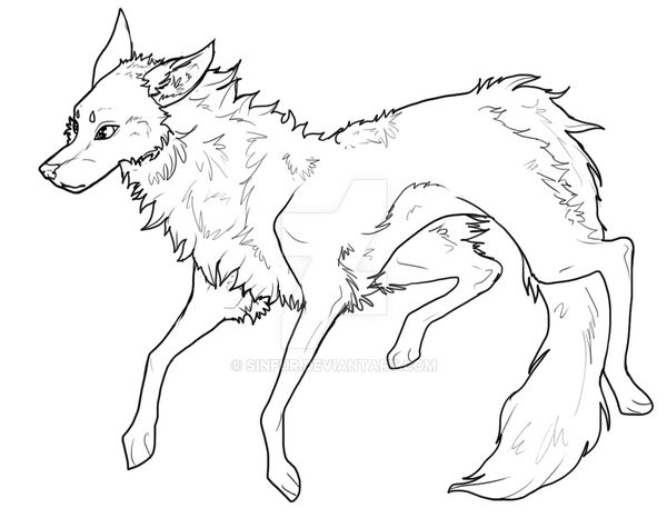 Floating Wolf | Lines Drawing by Sinfur on DeviantArt