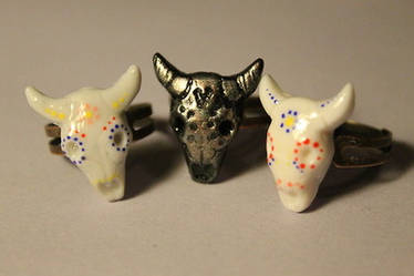 Bull Skull Polymer Clay Rings