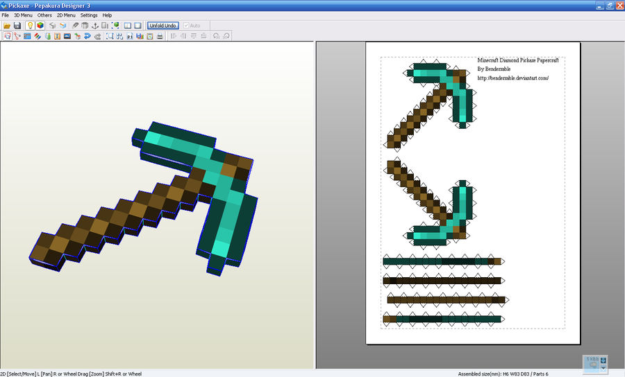 Minecraft Diamond Pickaxe by Benderxable on DeviantArt