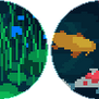 koi fish pixel circle divider f2u