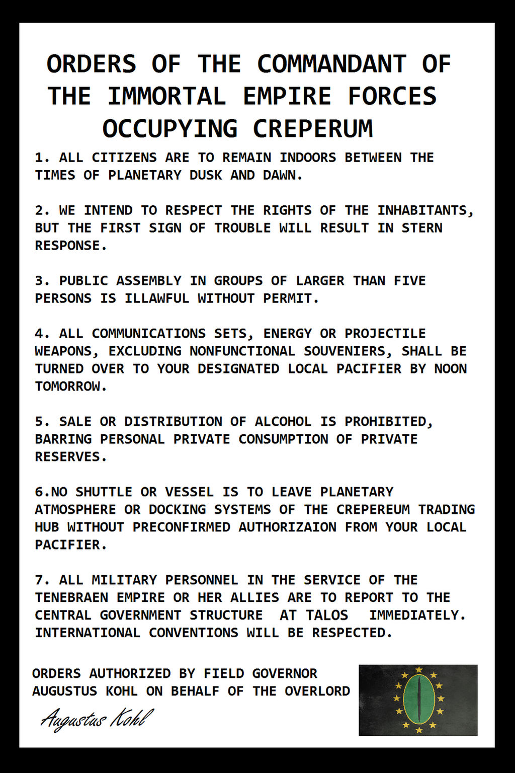 Occupation Order Example Occupation Orders by CommodoreHorton on DeviantArt