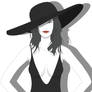 Balck Hat Red Lips Black Dress