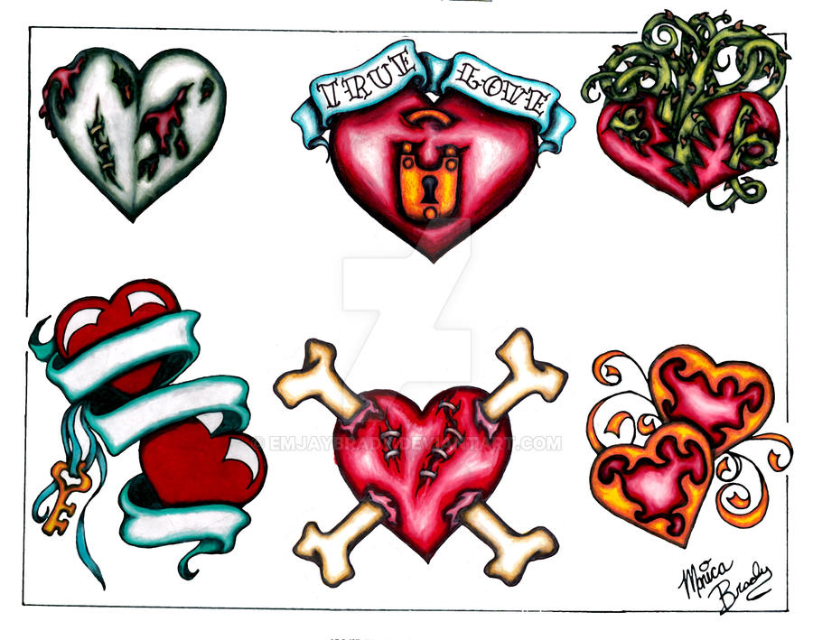 Hearts and Bones Tattoo Sheet