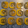 Resin Zodiac Signs - yellow/golden and sand