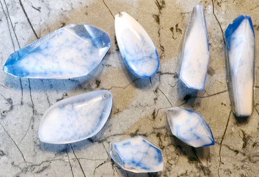 Resin Gems - white, blue and a hint of orange