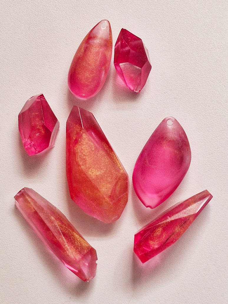 Translucent Gem Pattern Resin Gems - Translucent Pink with gold by ShivasLair on DeviantArt