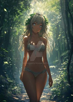Breathtaking Waifu in a Jungle Setting