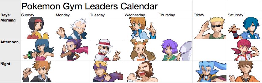 HGSS Gym Leader Calendar by HarukaKurosaki on DeviantArt