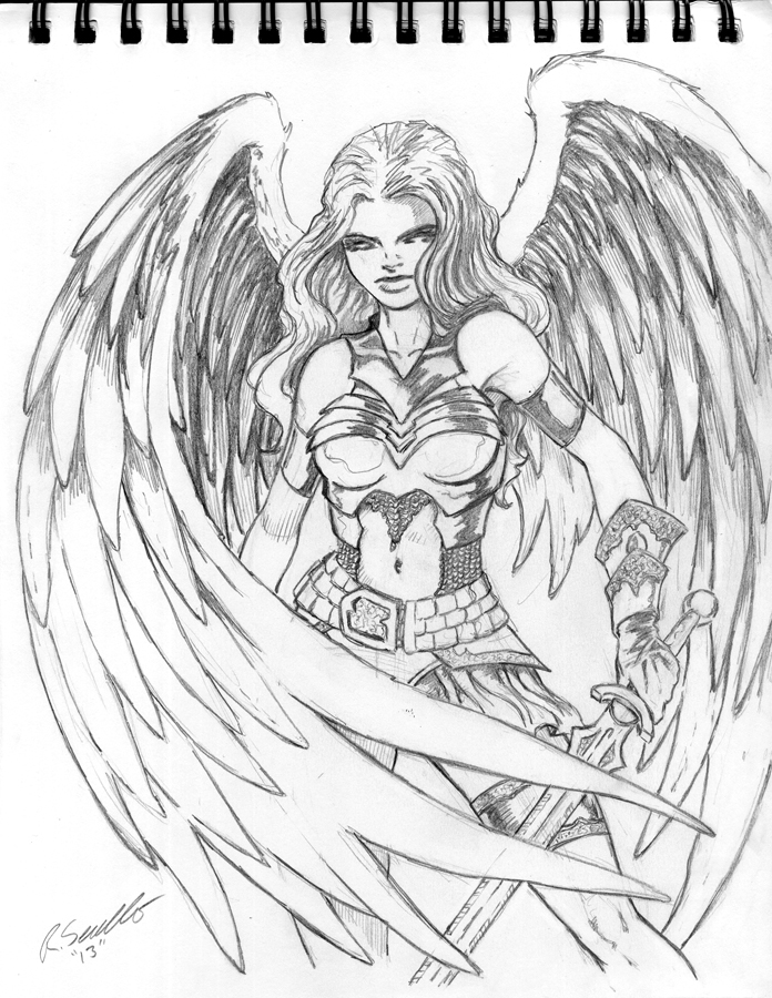 male angel warrior drawing