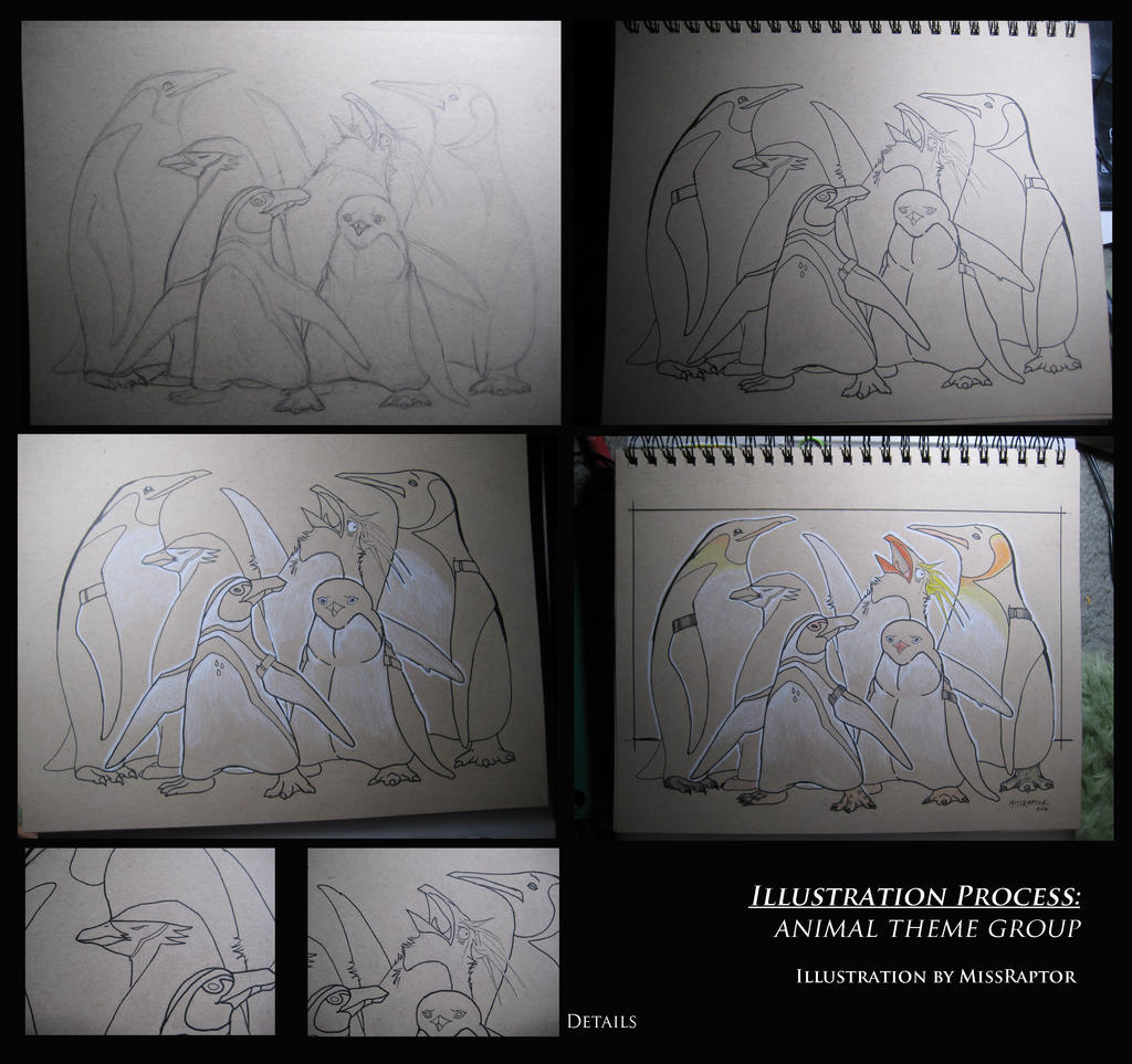 Penguin group illustration by MissRaptor