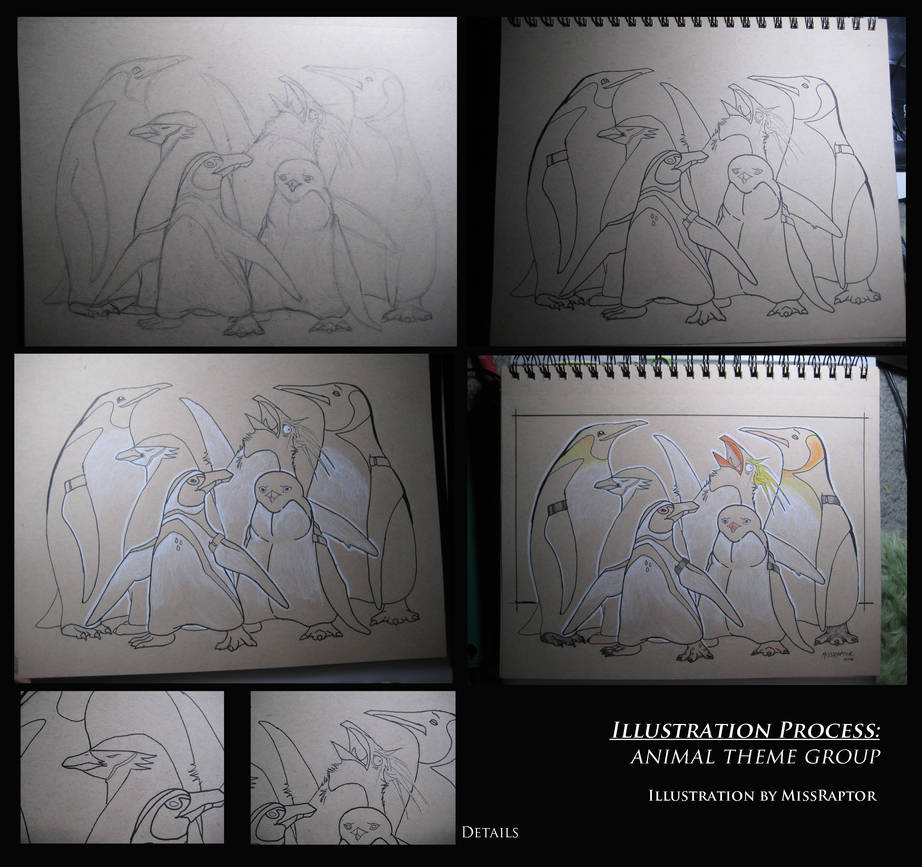 Penguin group illustration by MissRaptor