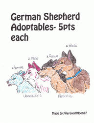 German shepherd adopts 5pts each by WerewolfMoon87