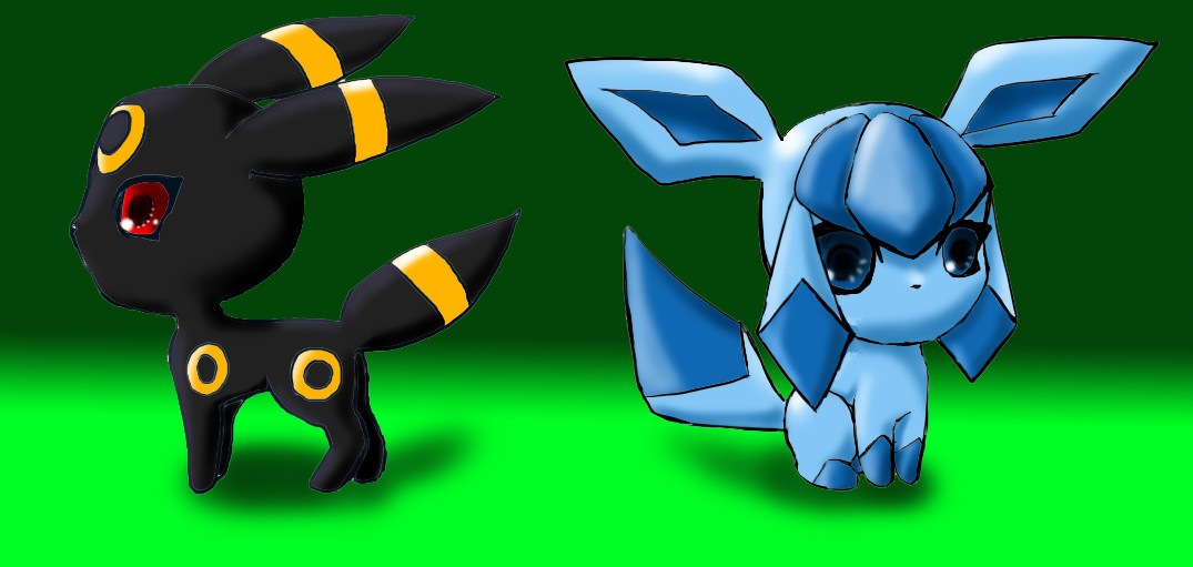 Chibi Umbreon and Glaceon