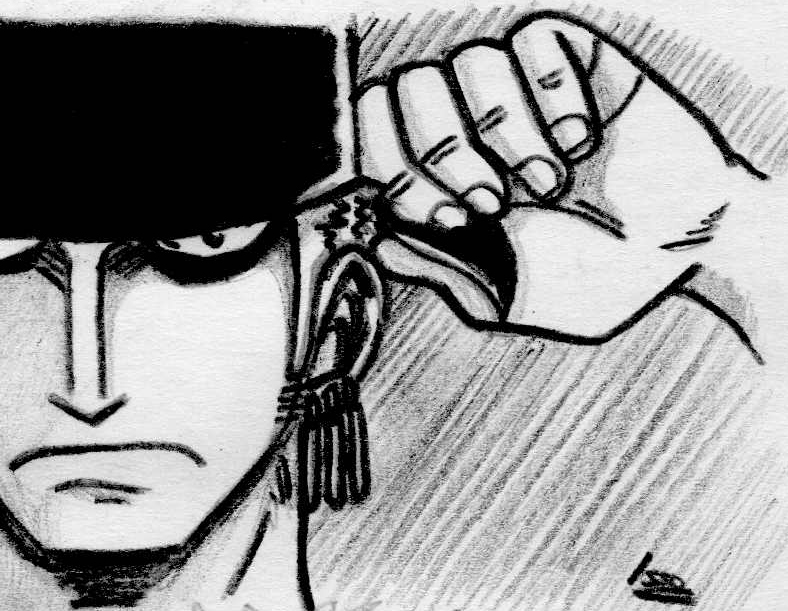 Roronoa Zoro Drawing Black And White.