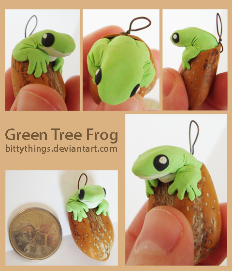 Green Tree Frog Nut Pendant - SOLD