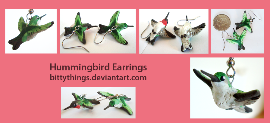 Ruby Throated Hummingbird Earrings - GIFT