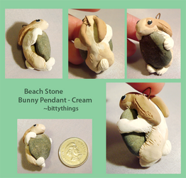 Beach Stone Bunny Pendant - Cream - SOLD