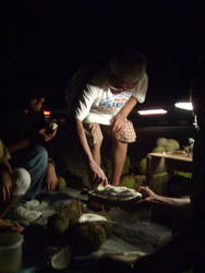 sidewalk durian seller