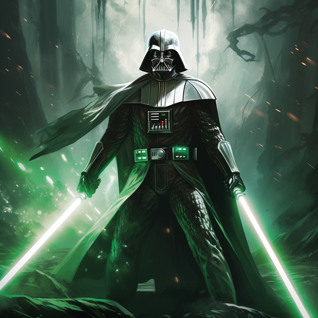 Darth vader holding green light sabers by EmperorAlexander on DeviantArt