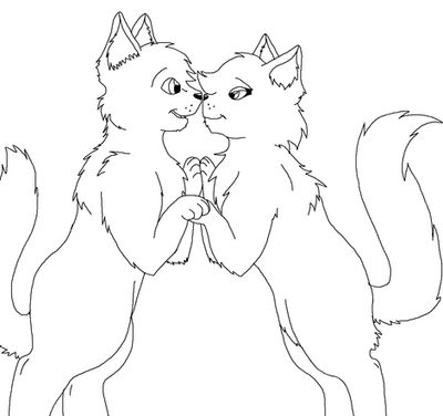 Cat couple lineart