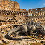 Godzilla resting in the Colosseum