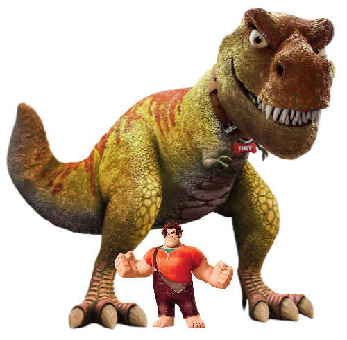 Wreck-It Ralph and Tiny the T-Rex by JosephPatrickBrennan on DeviantArt