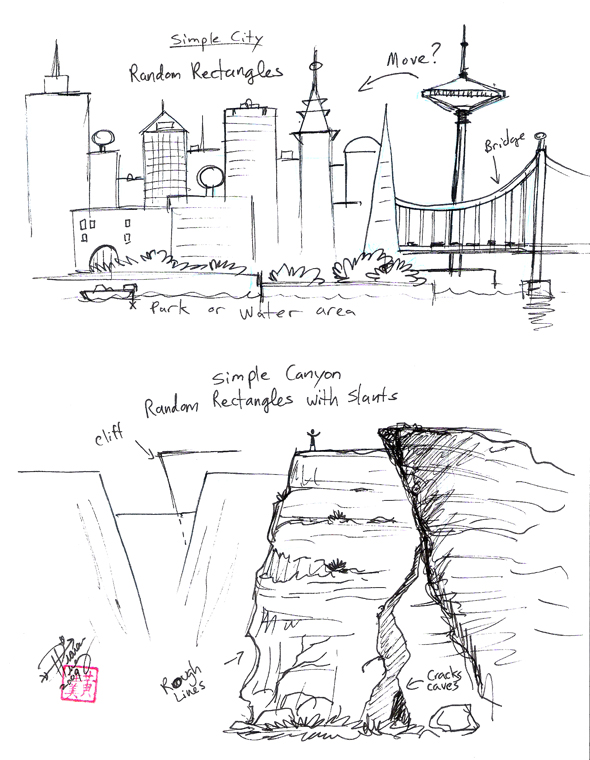 Draw Simple Cities and Canyon