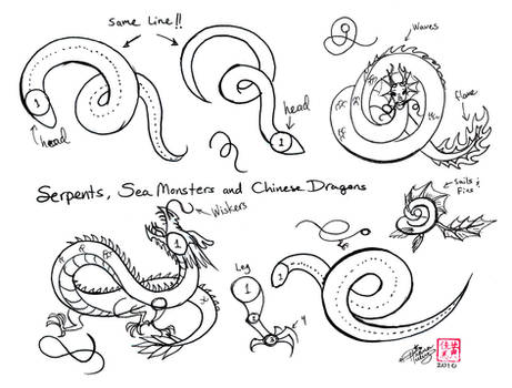 Draw Chinese Dragons etc