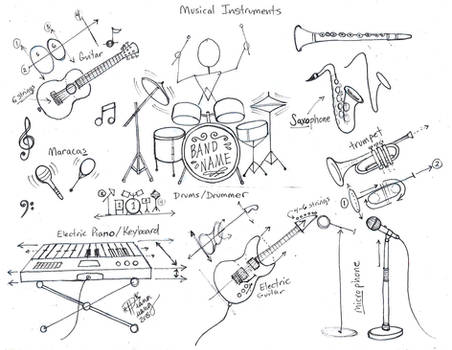Draw Musical Instruments part 1