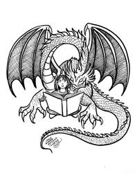 Reading Dragon Coloring Page