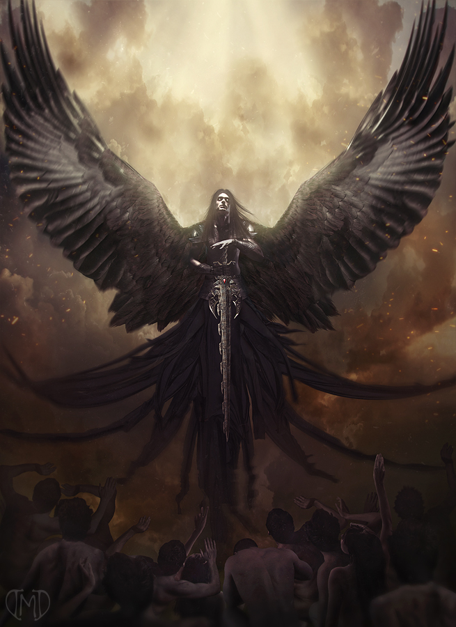 portrait of azrael angel of death, anime fantasy