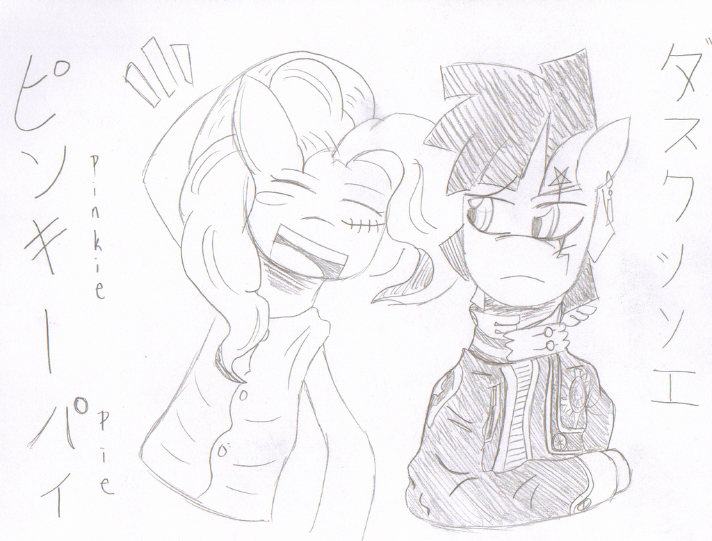 Dusk and Pinkie as anime characters (sketch)