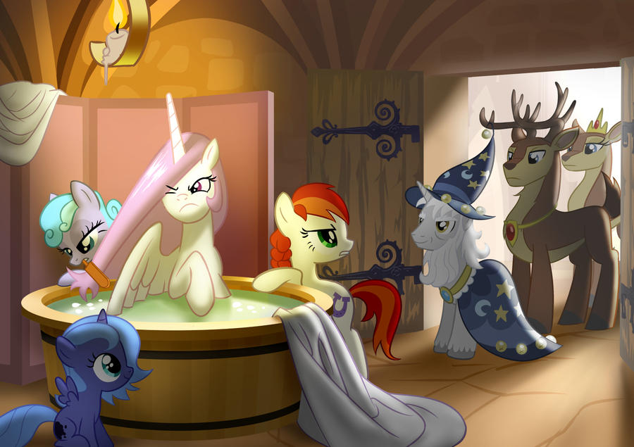 Celestia being prepared for the ceremony