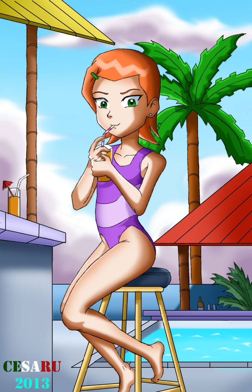 Gween Tennyson in swimsuit