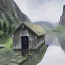 Hut in a lake