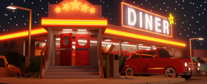 1950s diner - lowpoly