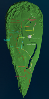 Isla Nublar map from Jurassic Park novel - WIP