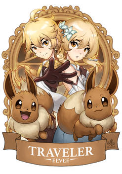 Genshin Pokemon Traveler x Eevee