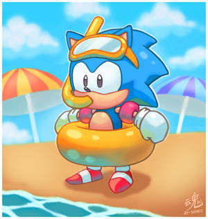 Sonic going for a swim