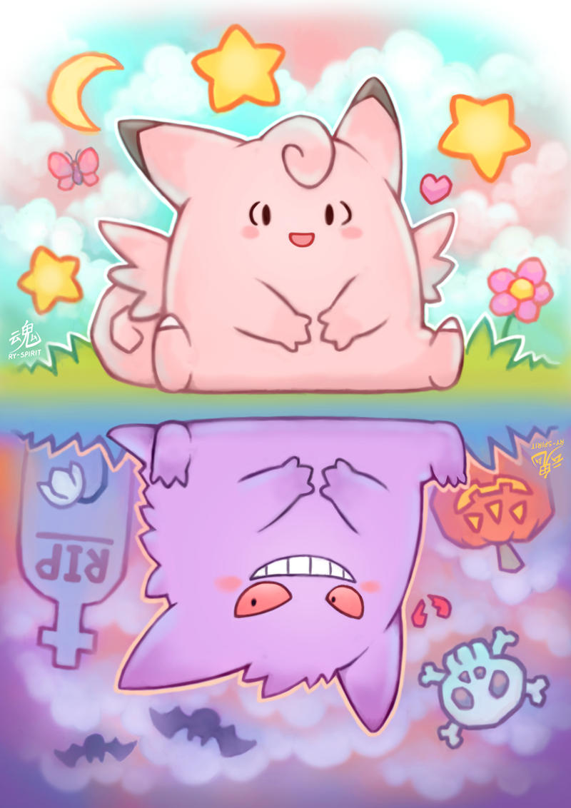 Clefable|Gengar by Ry-Spirit on DeviantArt