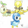 Turtwig, Piplup, and Abra