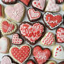 St Valentine decorated cookies