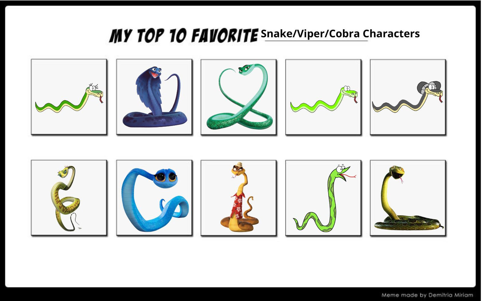 My Top 10 Favorite Snake/Viper/Cobra Characters by mariammajeed3404 on